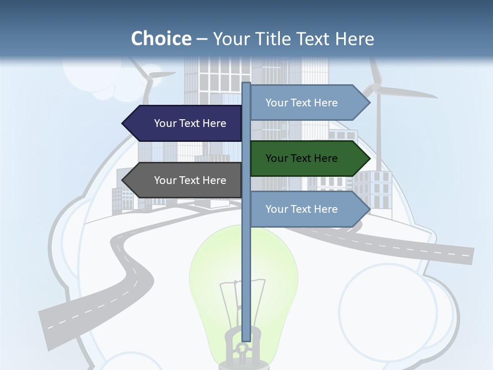 A Light Bulb On Top Of A Cloud With A City In The Background PowerPoint Template