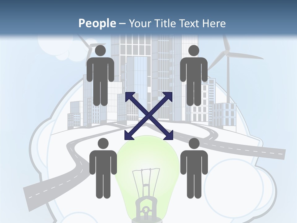 A Light Bulb On Top Of A Cloud With A City In The Background PowerPoint Template