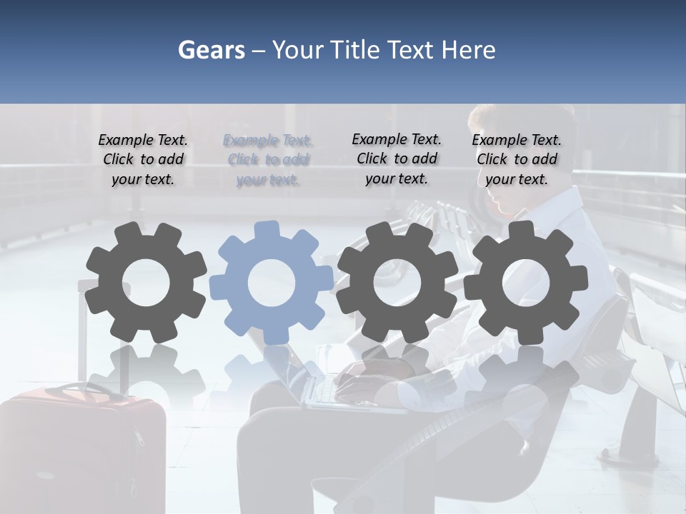 A Man Sitting On A Bench With A Laptop PowerPoint Template