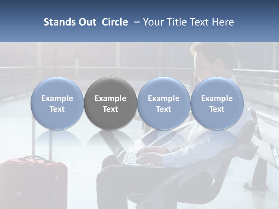 A Man Sitting On A Bench With A Laptop PowerPoint Template