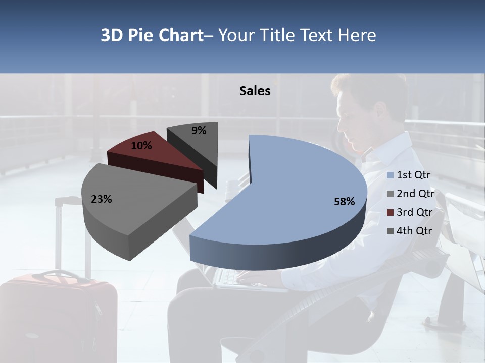 A Man Sitting On A Bench With A Laptop PowerPoint Template