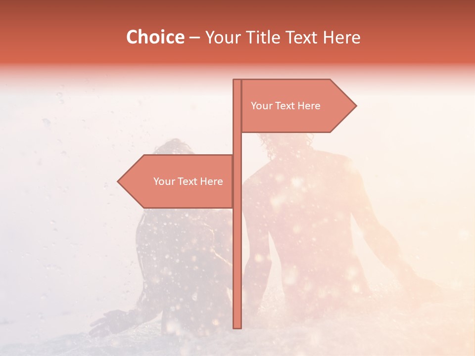 Two People Sitting On A Surfboard In The Water PowerPoint Template