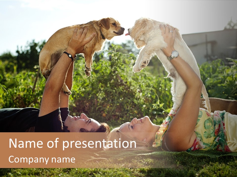 A Person Laying On The Ground With A Dog PowerPoint Template
