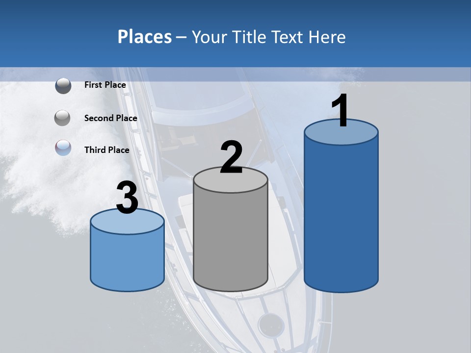 A White Boat In The Water With A Blue Background PowerPoint Template