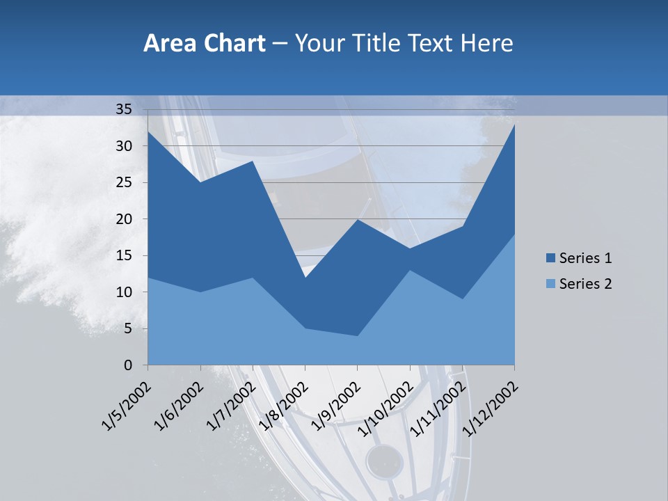 A White Boat In The Water With A Blue Background PowerPoint Template