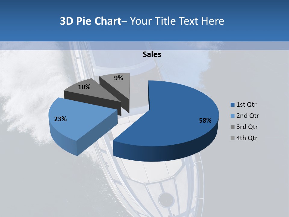 A White Boat In The Water With A Blue Background PowerPoint Template