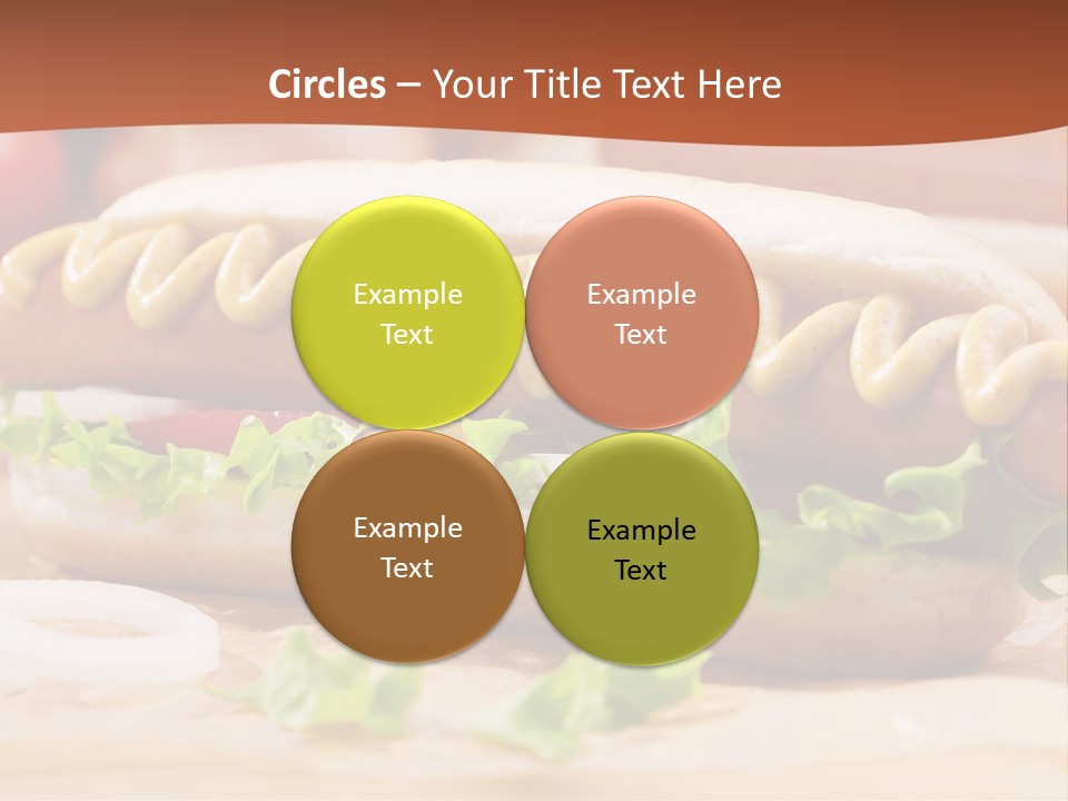A Hot Dog With Mustard And Lettuce On A Bun PowerPoint Template