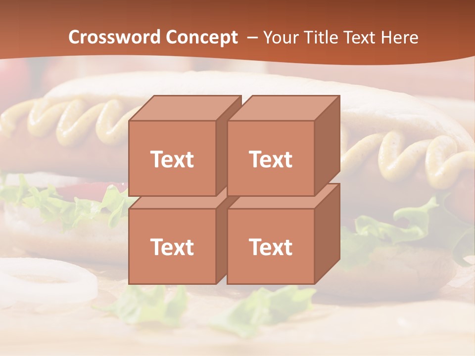 A Hot Dog With Mustard And Lettuce On A Bun PowerPoint Template