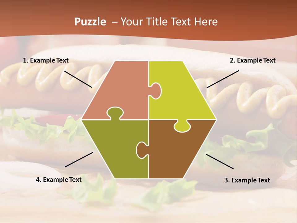 A Hot Dog With Mustard And Lettuce On A Bun PowerPoint Template