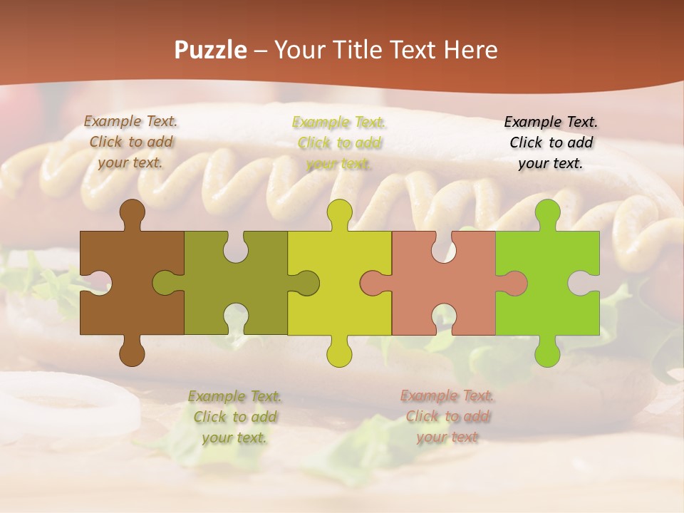 A Hot Dog With Mustard And Lettuce On A Bun PowerPoint Template
