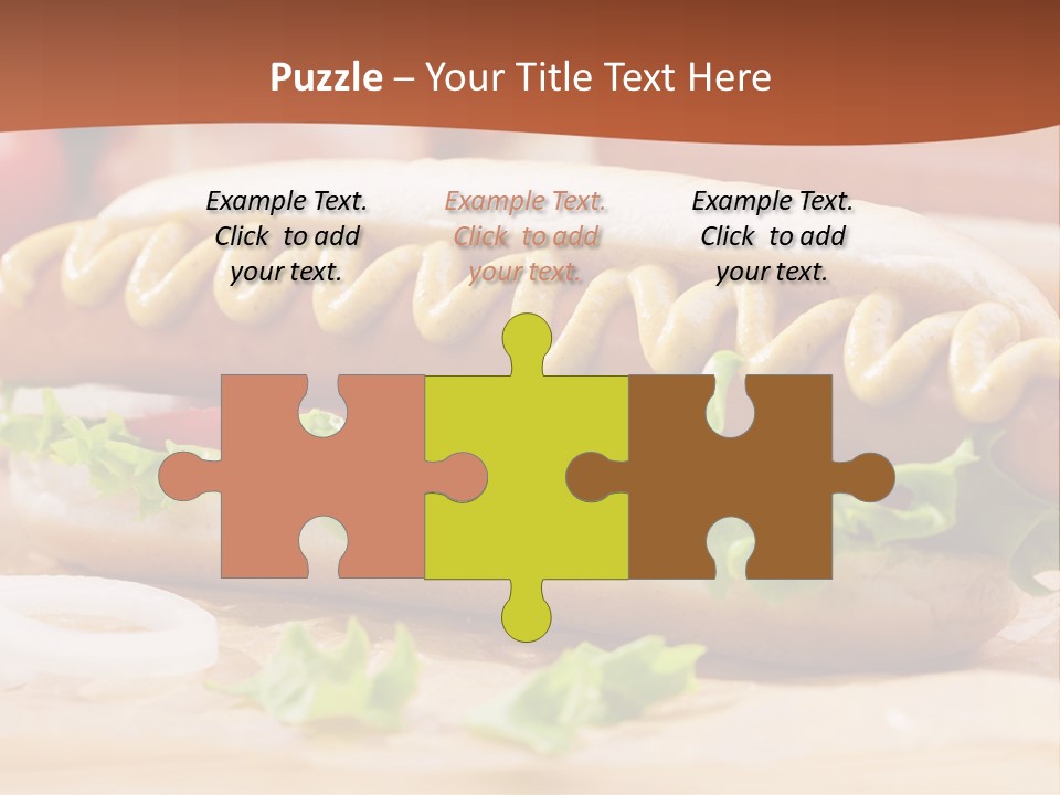 A Hot Dog With Mustard And Lettuce On A Bun PowerPoint Template