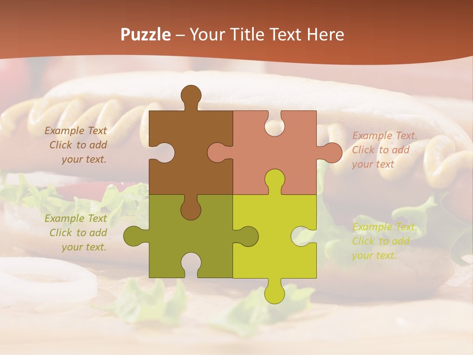 A Hot Dog With Mustard And Lettuce On A Bun PowerPoint Template