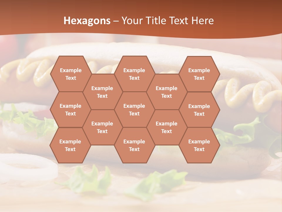 A Hot Dog With Mustard And Lettuce On A Bun PowerPoint Template