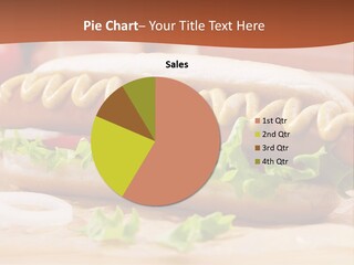 A Hot Dog With Mustard And Lettuce On A Bun PowerPoint Template