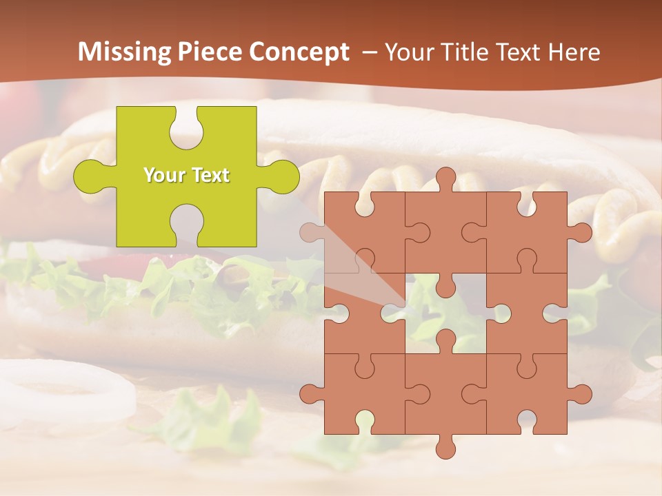 A Hot Dog With Mustard And Lettuce On A Bun PowerPoint Template