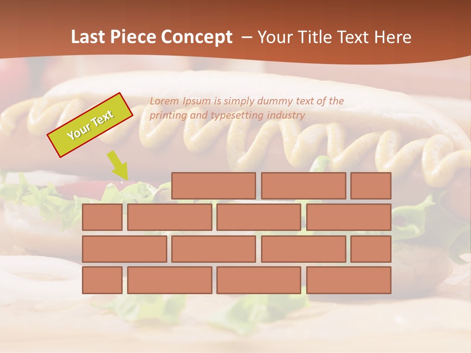 A Hot Dog With Mustard And Lettuce On A Bun PowerPoint Template