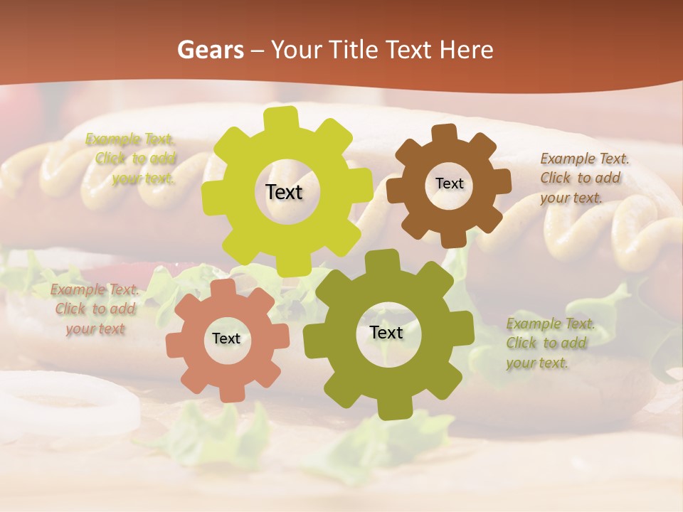 A Hot Dog With Mustard And Lettuce On A Bun PowerPoint Template