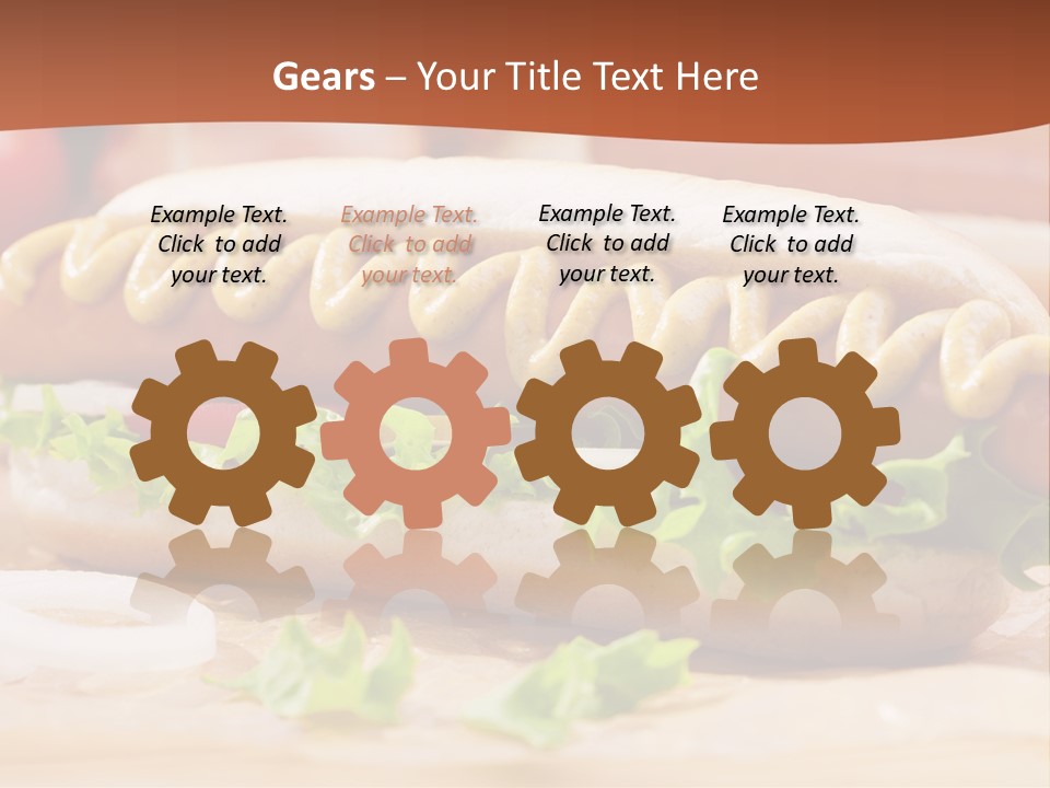 A Hot Dog With Mustard And Lettuce On A Bun PowerPoint Template