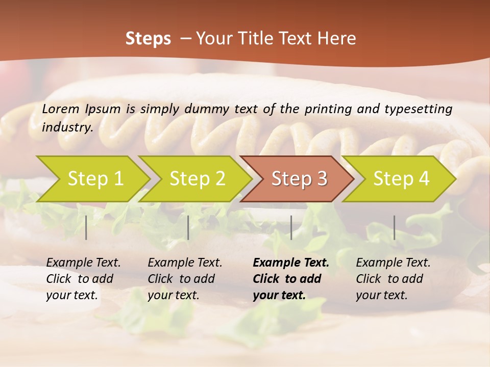 A Hot Dog With Mustard And Lettuce On A Bun PowerPoint Template