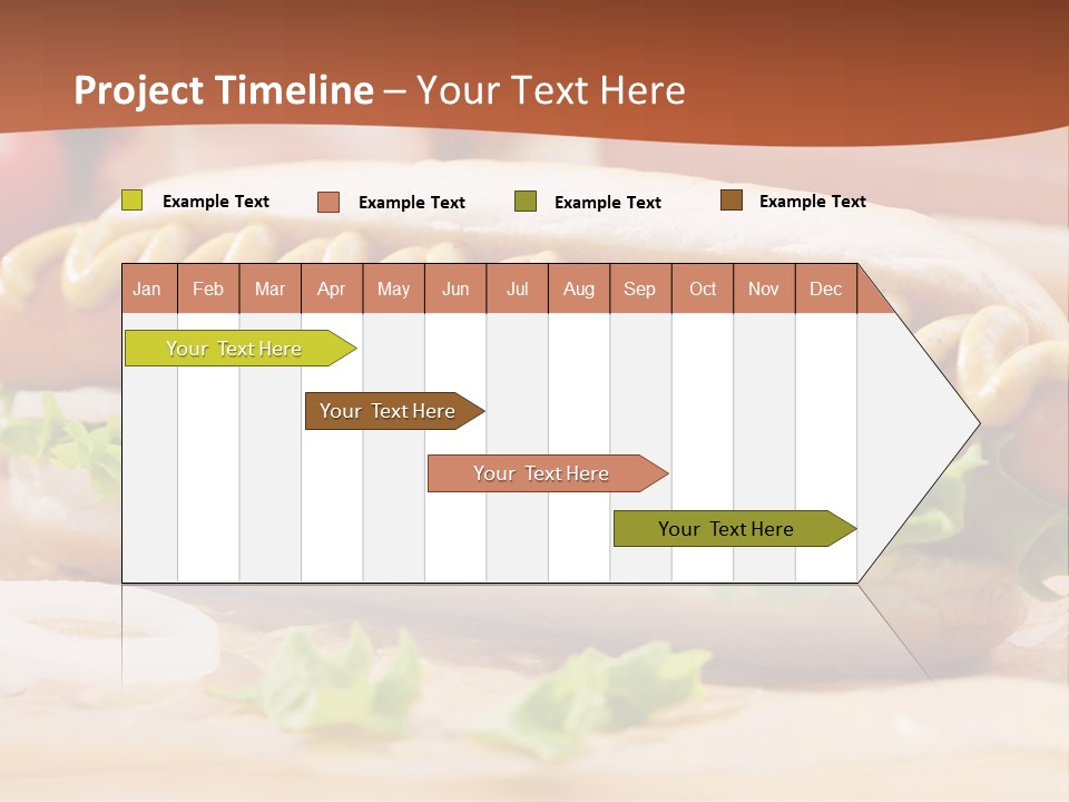 A Hot Dog With Mustard And Lettuce On A Bun PowerPoint Template