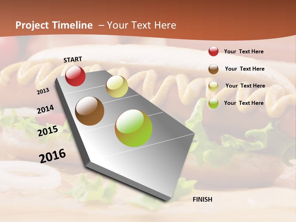 A Hot Dog With Mustard And Lettuce On A Bun PowerPoint Template