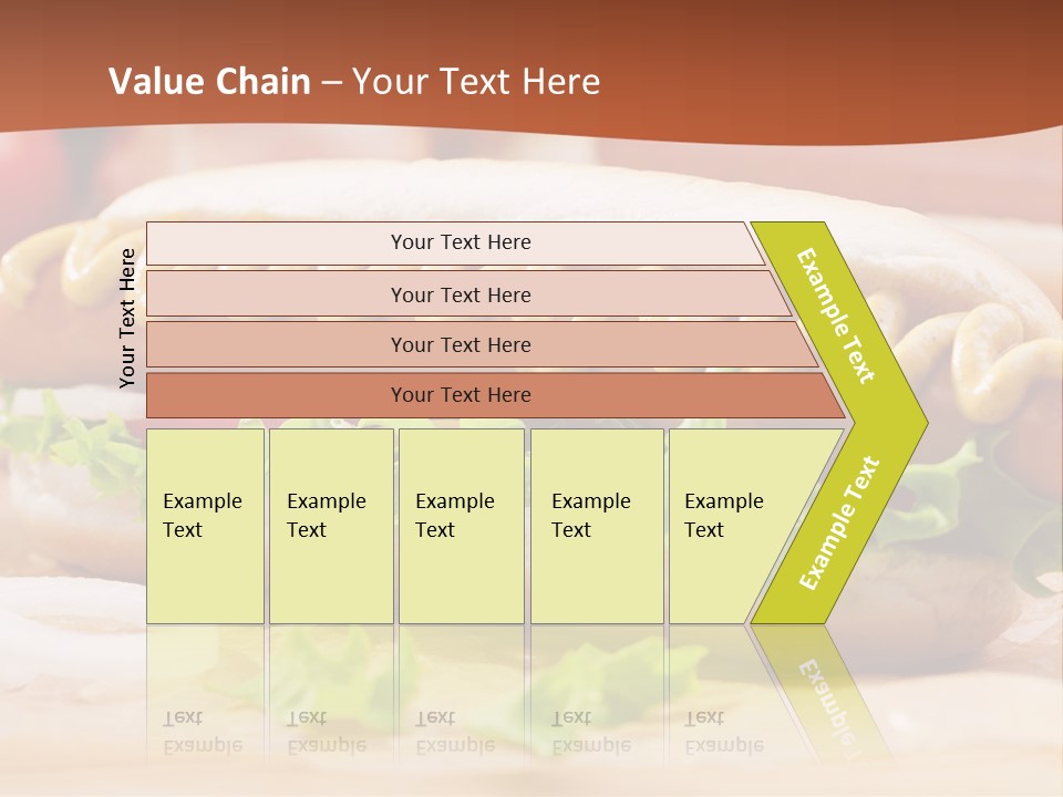 A Hot Dog With Mustard And Lettuce On A Bun PowerPoint Template