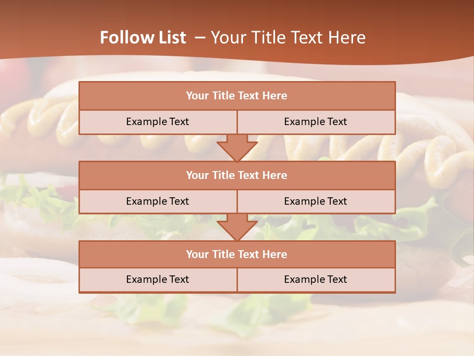 A Hot Dog With Mustard And Lettuce On A Bun PowerPoint Template