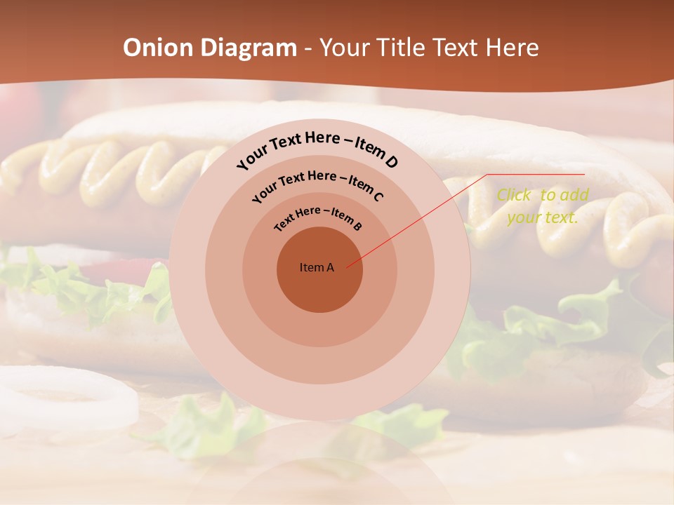 A Hot Dog With Mustard And Lettuce On A Bun PowerPoint Template