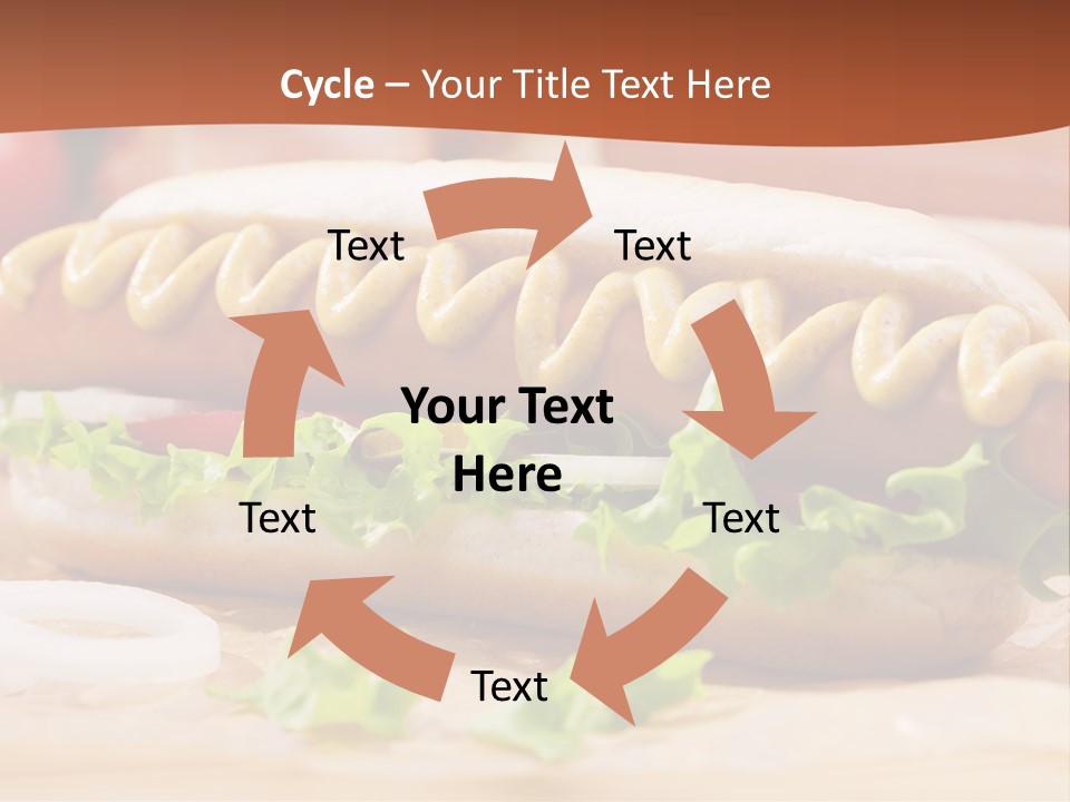 A Hot Dog With Mustard And Lettuce On A Bun PowerPoint Template