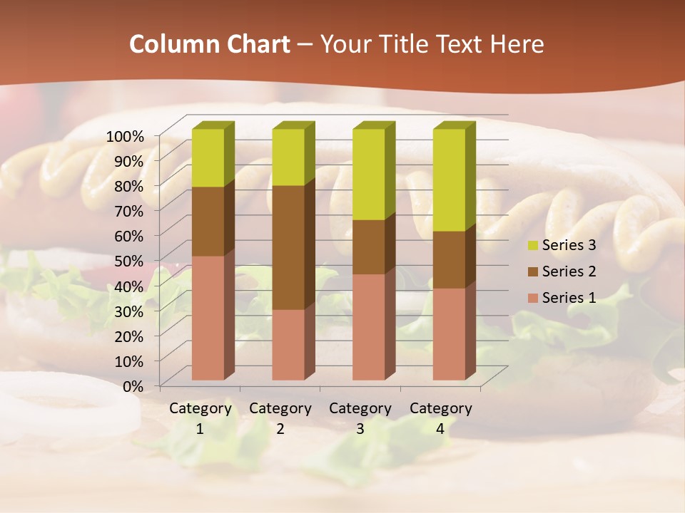 A Hot Dog With Mustard And Lettuce On A Bun PowerPoint Template