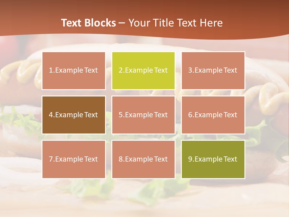 A Hot Dog With Mustard And Lettuce On A Bun PowerPoint Template