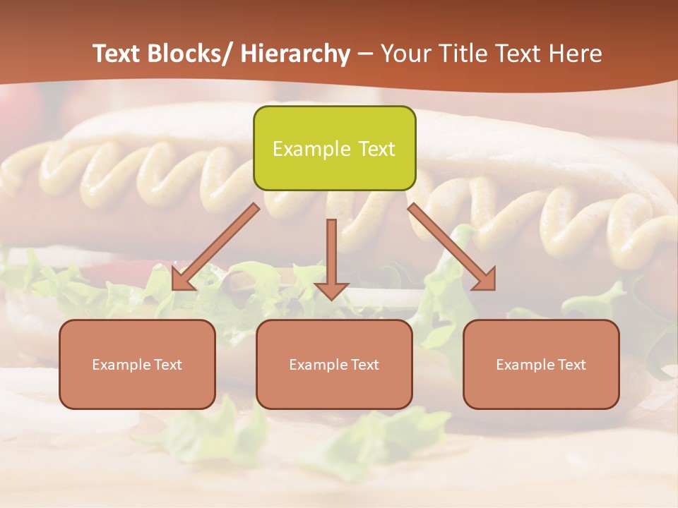 A Hot Dog With Mustard And Lettuce On A Bun PowerPoint Template