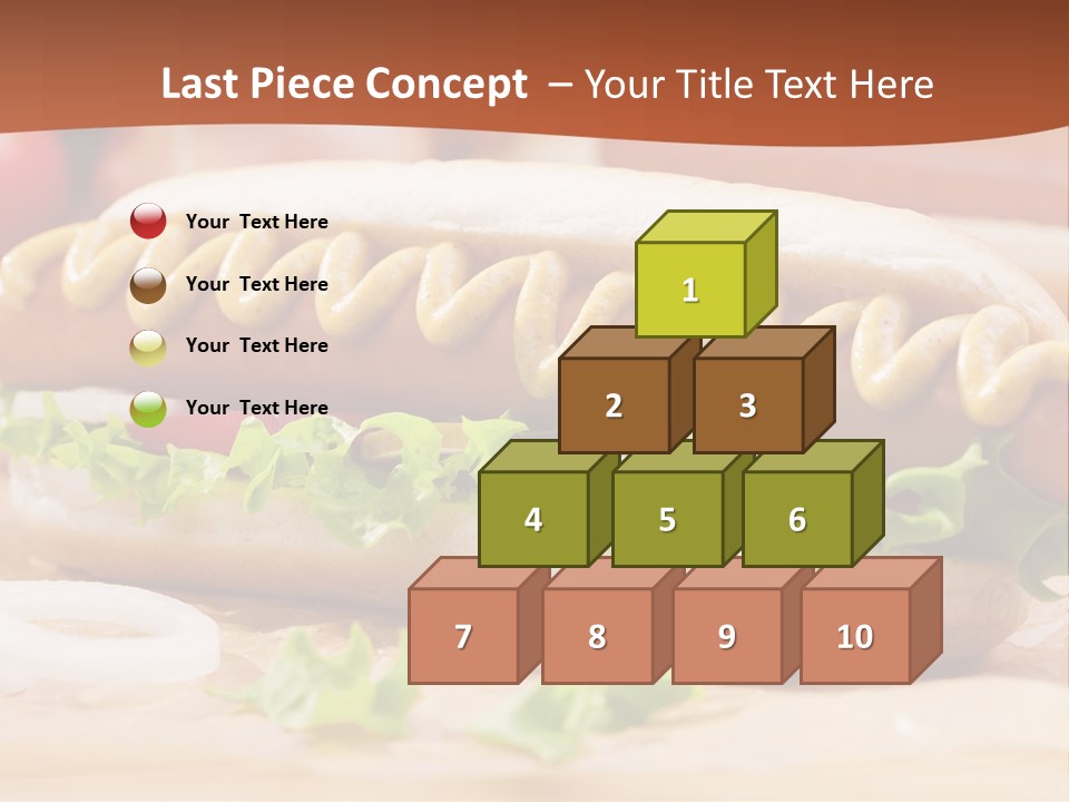 A Hot Dog With Mustard And Lettuce On A Bun PowerPoint Template