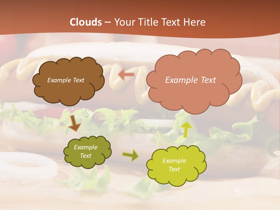 A Hot Dog With Mustard And Lettuce On A Bun PowerPoint Template