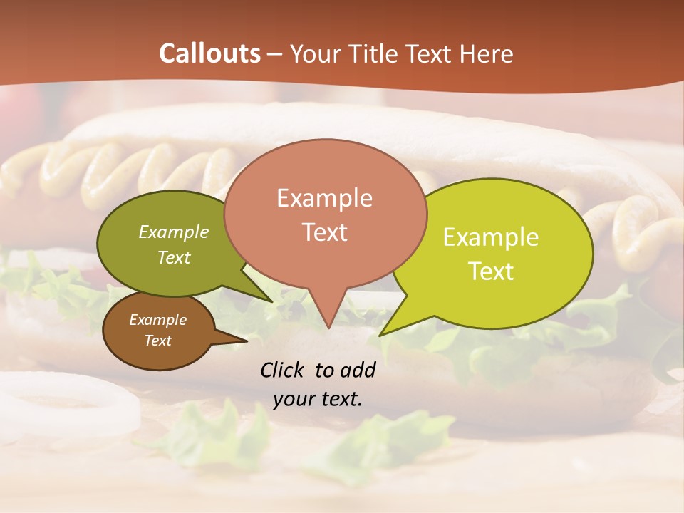 A Hot Dog With Mustard And Lettuce On A Bun PowerPoint Template