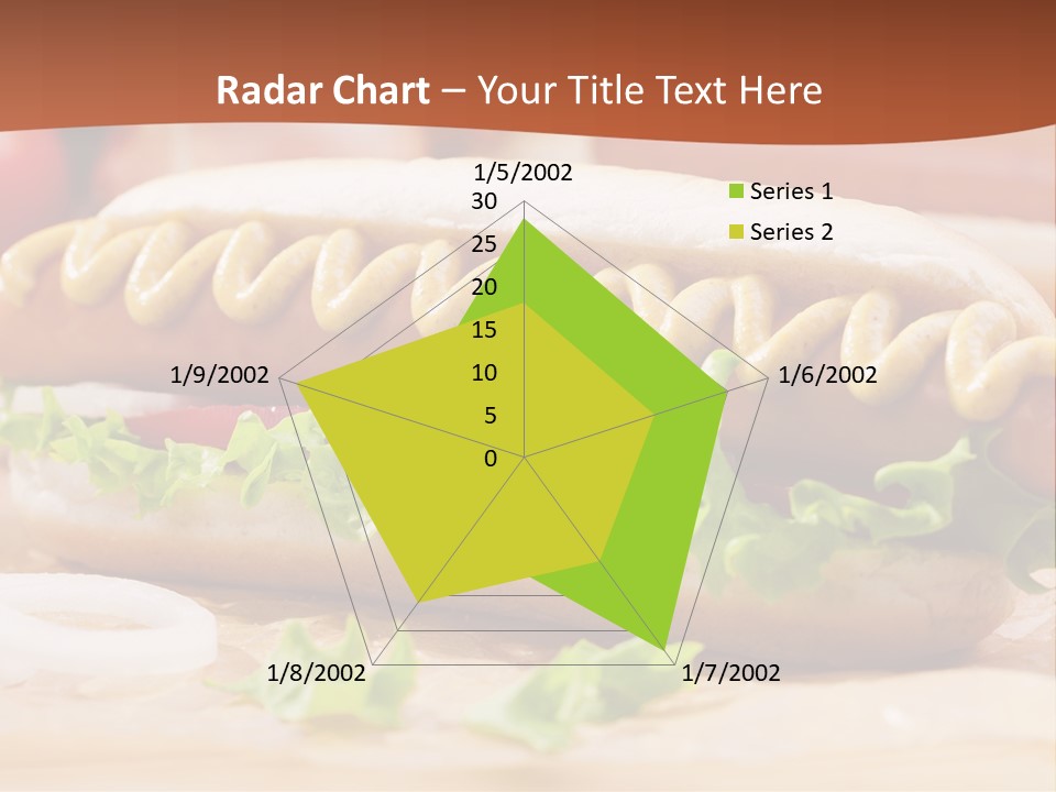 A Hot Dog With Mustard And Lettuce On A Bun PowerPoint Template