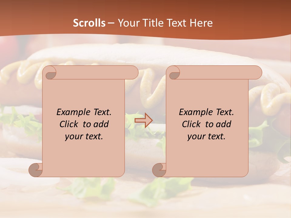 A Hot Dog With Mustard And Lettuce On A Bun PowerPoint Template