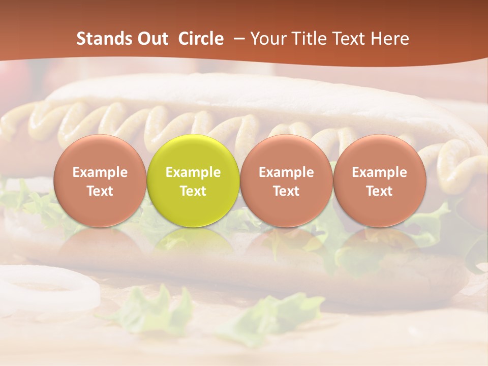 A Hot Dog With Mustard And Lettuce On A Bun PowerPoint Template