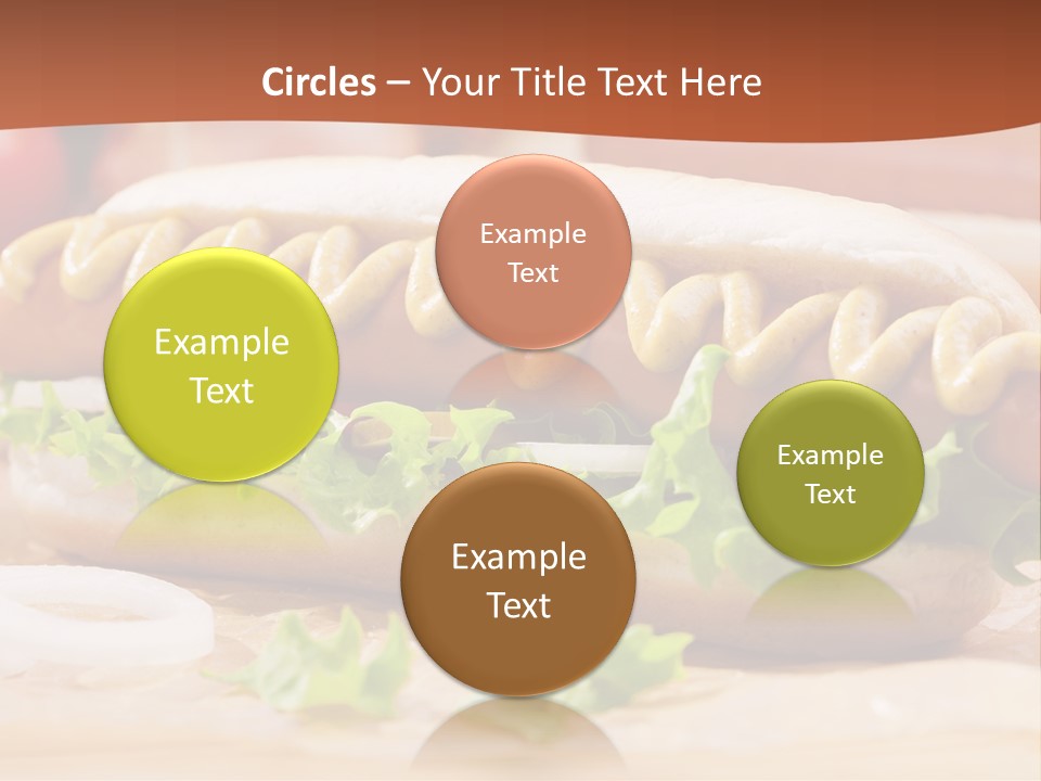 A Hot Dog With Mustard And Lettuce On A Bun PowerPoint Template