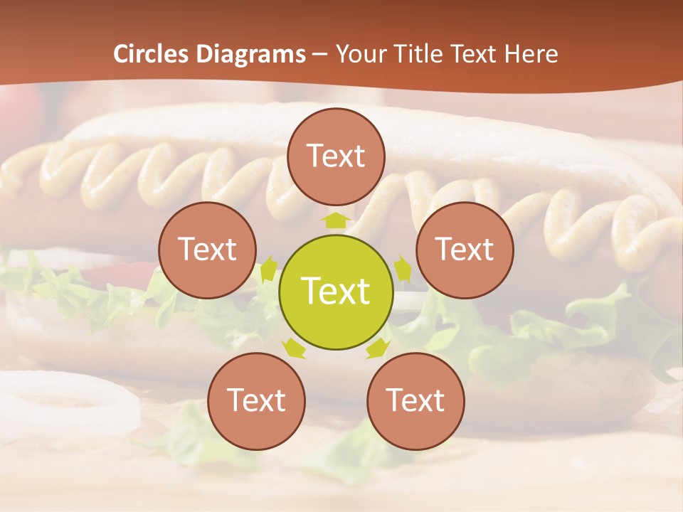 A Hot Dog With Mustard And Lettuce On A Bun PowerPoint Template