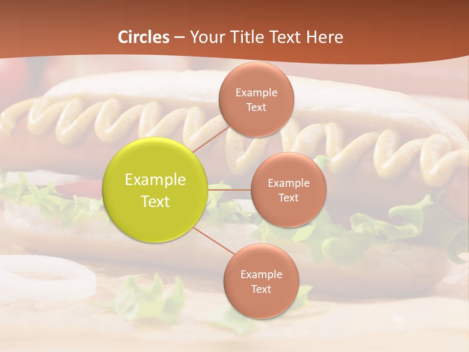 A Hot Dog With Mustard And Lettuce On A Bun PowerPoint Template