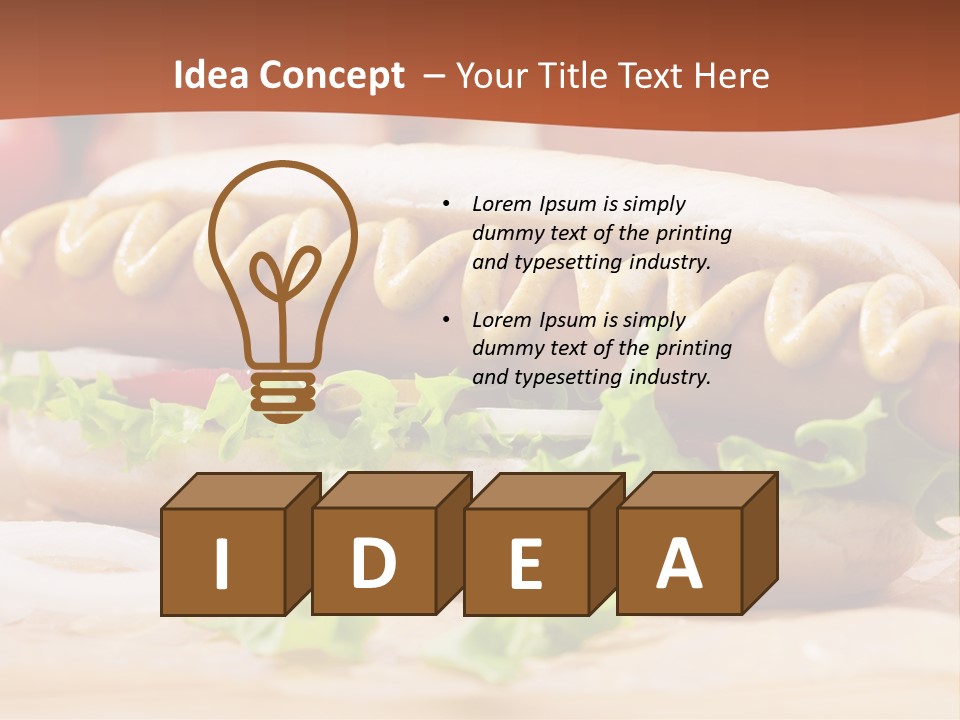 A Hot Dog With Mustard And Lettuce On A Bun PowerPoint Template