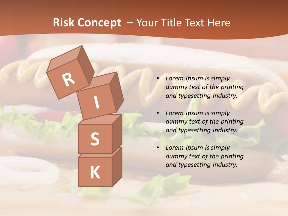 A Hot Dog With Mustard And Lettuce On A Bun PowerPoint Template