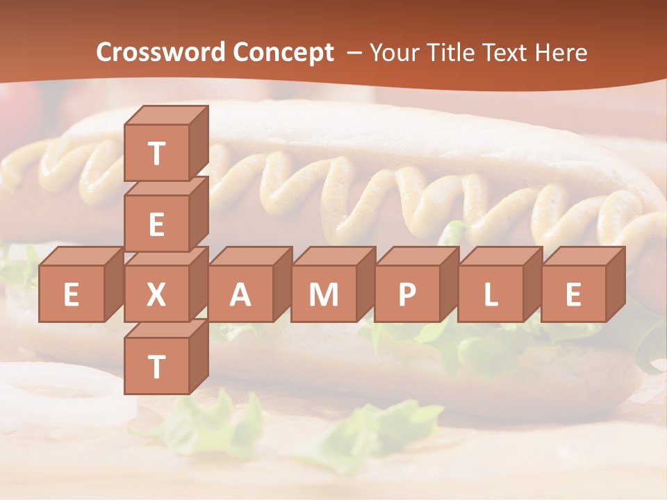 A Hot Dog With Mustard And Lettuce On A Bun PowerPoint Template