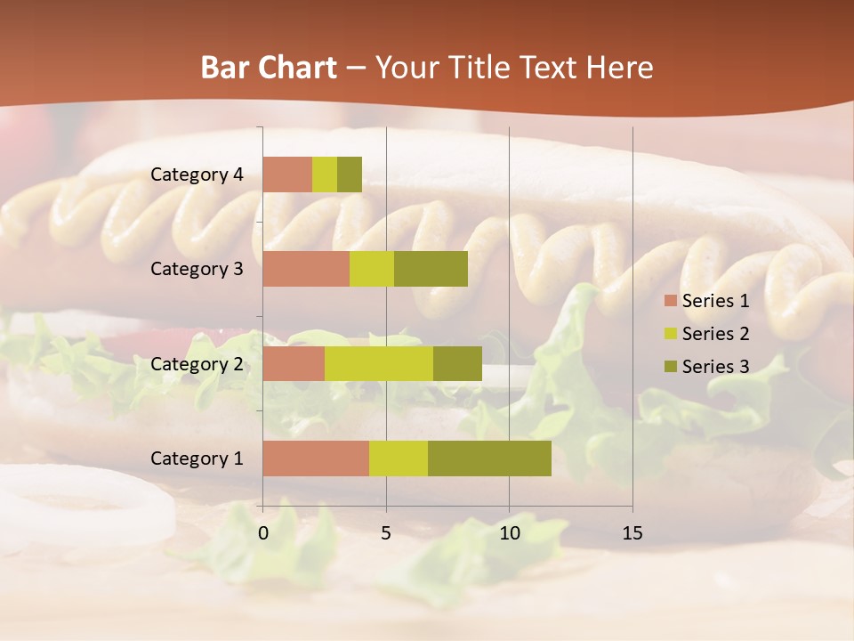A Hot Dog With Mustard And Lettuce On A Bun PowerPoint Template
