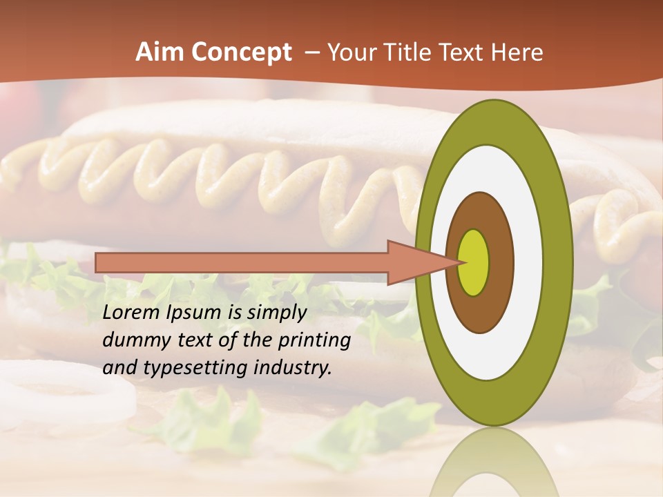 A Hot Dog With Mustard And Lettuce On A Bun PowerPoint Template