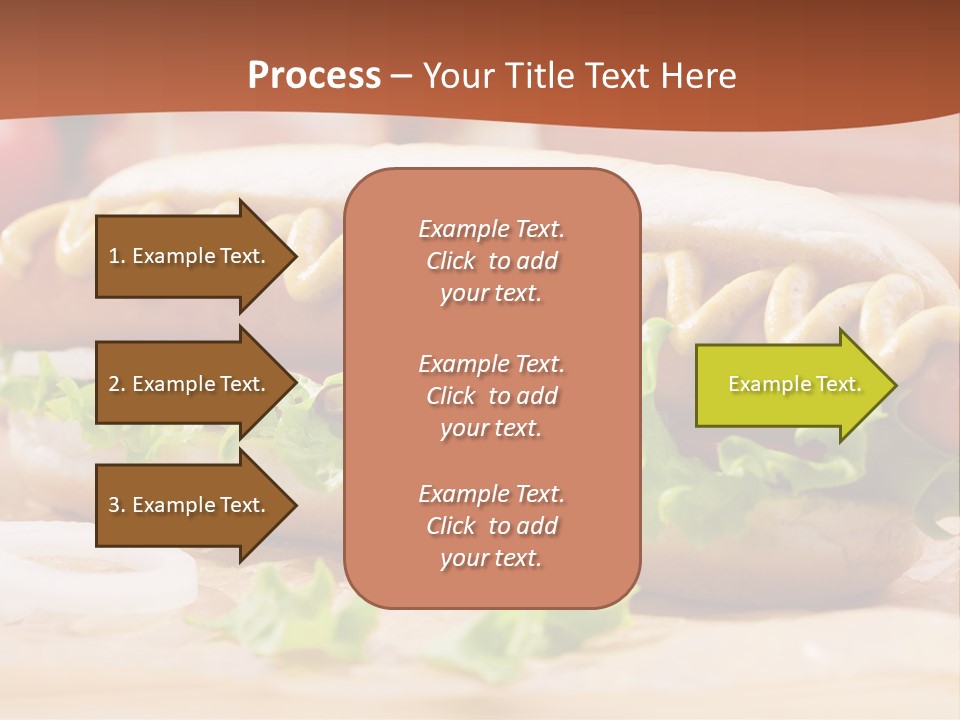 A Hot Dog With Mustard And Lettuce On A Bun PowerPoint Template