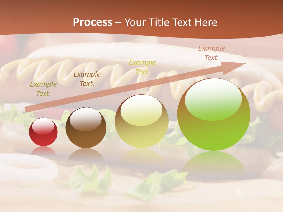 A Hot Dog With Mustard And Lettuce On A Bun PowerPoint Template
