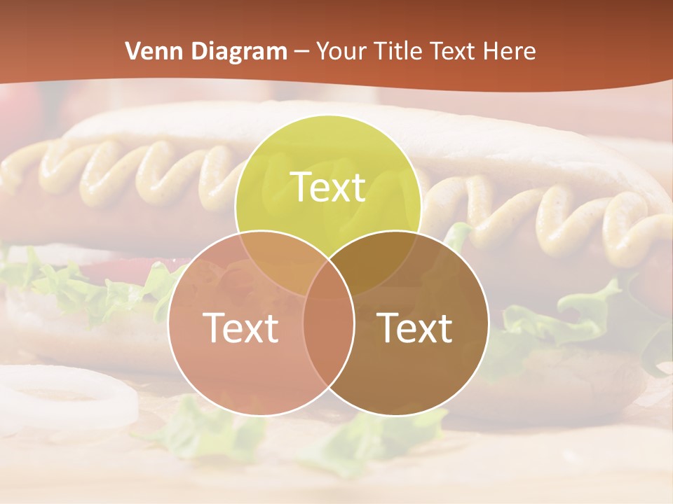 A Hot Dog With Mustard And Lettuce On A Bun PowerPoint Template
