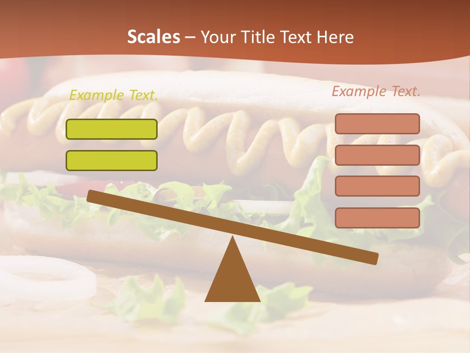 A Hot Dog With Mustard And Lettuce On A Bun PowerPoint Template